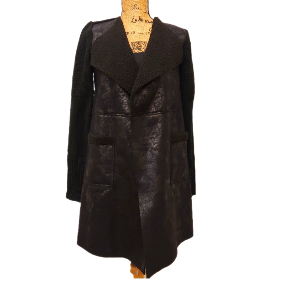 WD.NY Black Textured Women's Coat